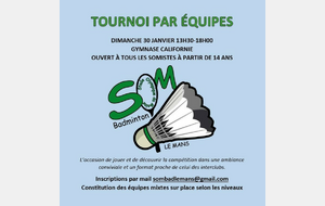 TOURNOI INTERNE DIMANCHE 30 JANVIER - DÉCOUVERTE DES INTERCLUBS