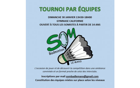 TOURNOI INTERNE DIMANCHE 30 JANVIER - DÉCOUVERTE DES INTERCLUBS