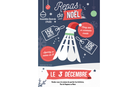 ASSEMBLEE GENERALE &amp; REPAS DE NOEL SAMEDI 3 DÉCEMBRE